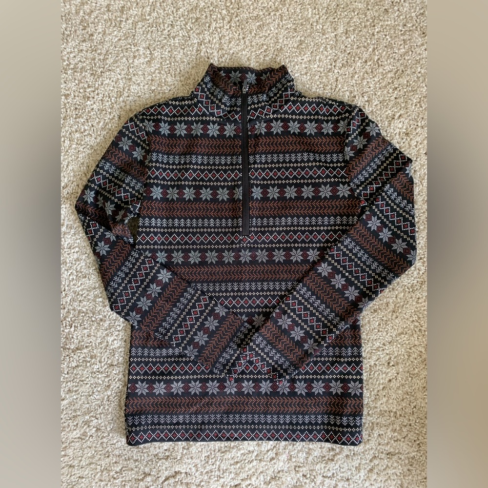 Lou and Grey 1/4 Zip Fair Isle Winter Print Pullover XS